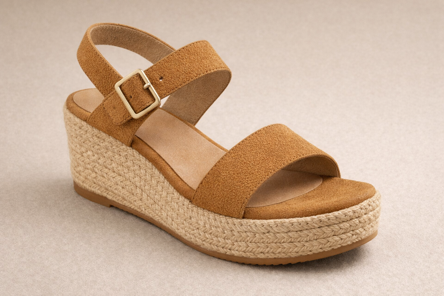 Sandalia de piel nobuck color cuero