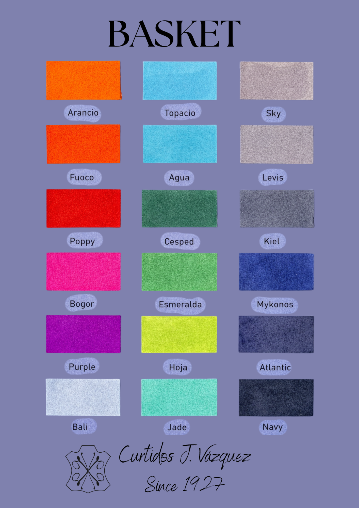 Carta de colores serraje afelpado clasico