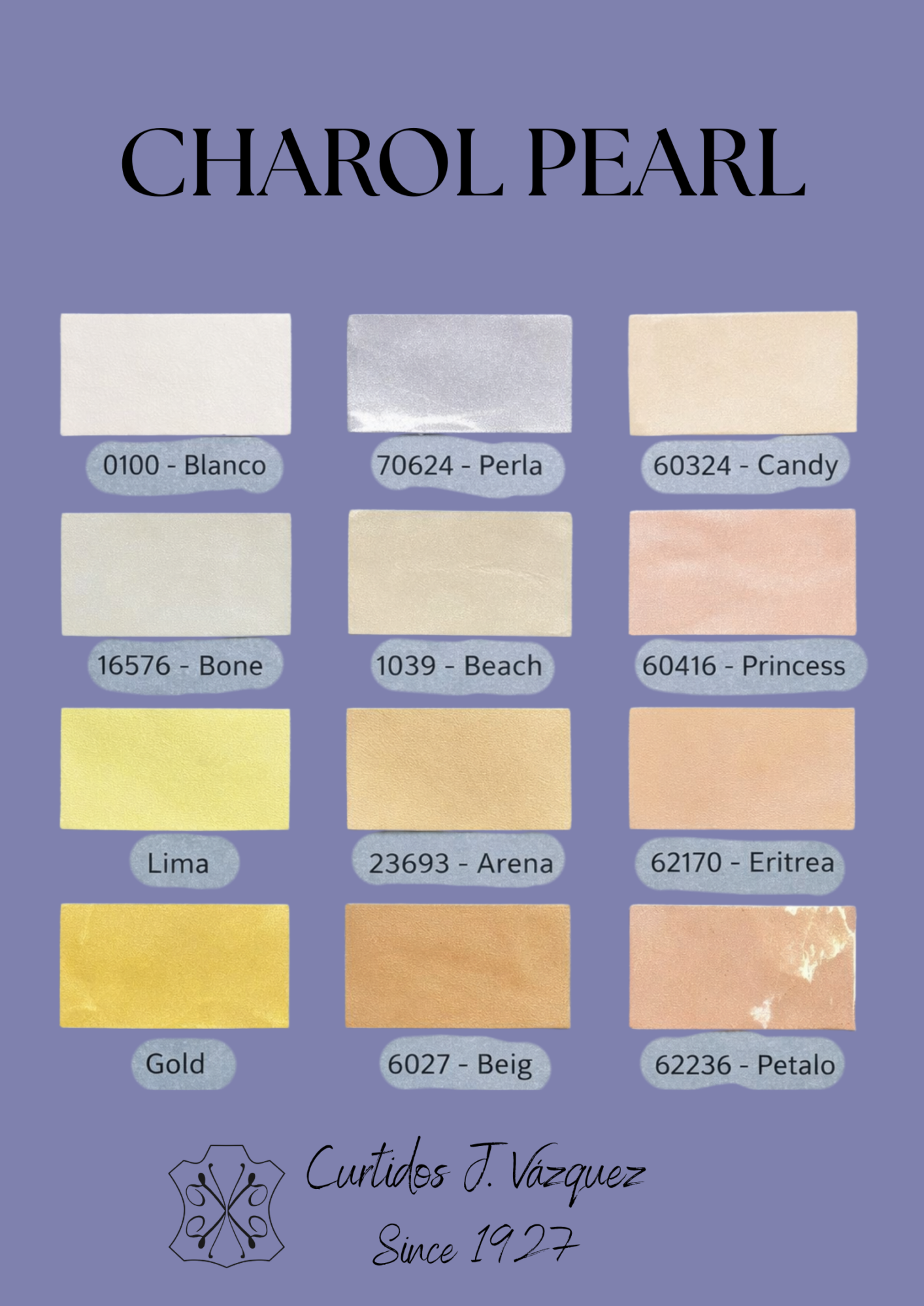 Carta de colores piel de charol metalizado