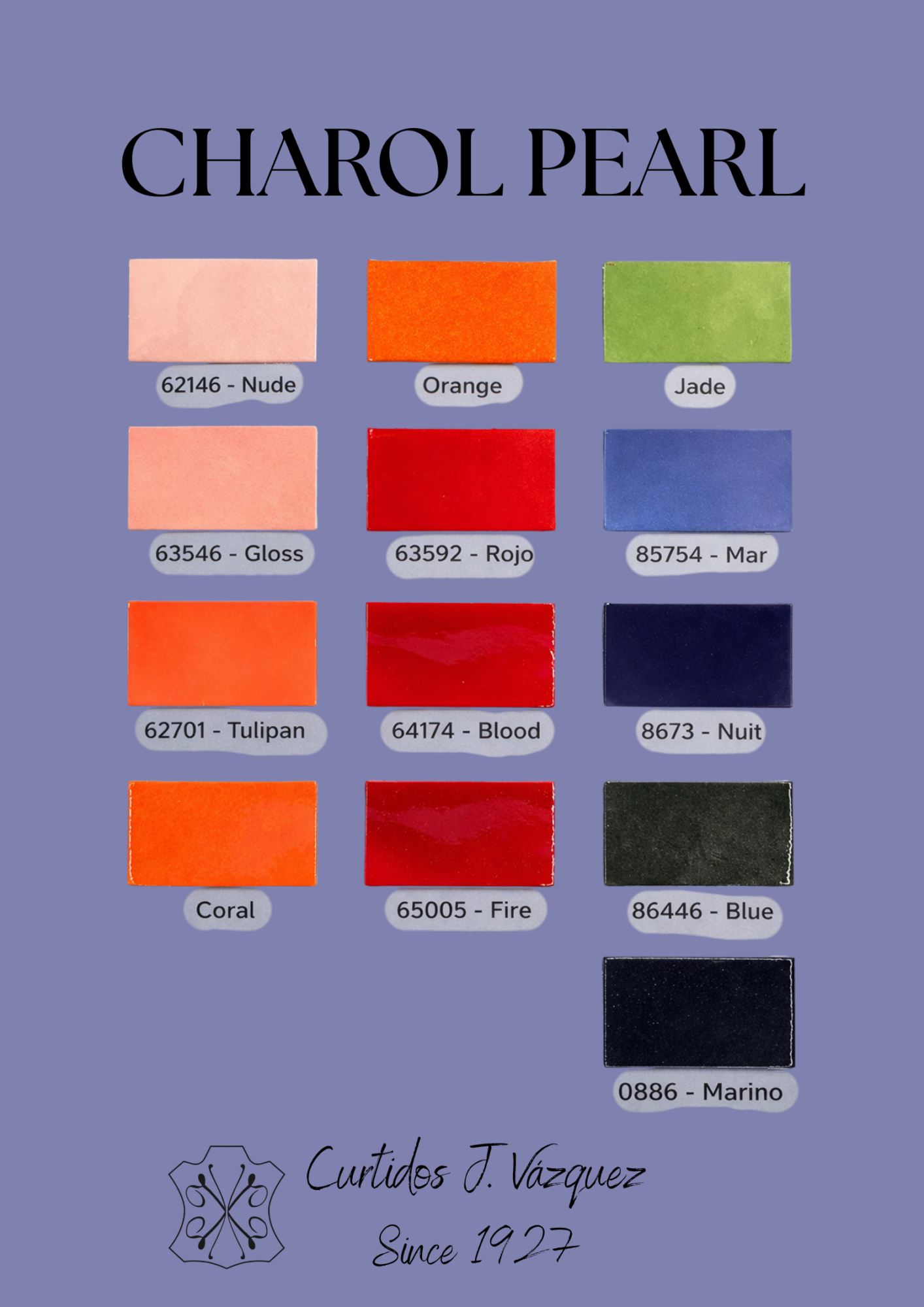 Carta de colores piel de charol metalizado