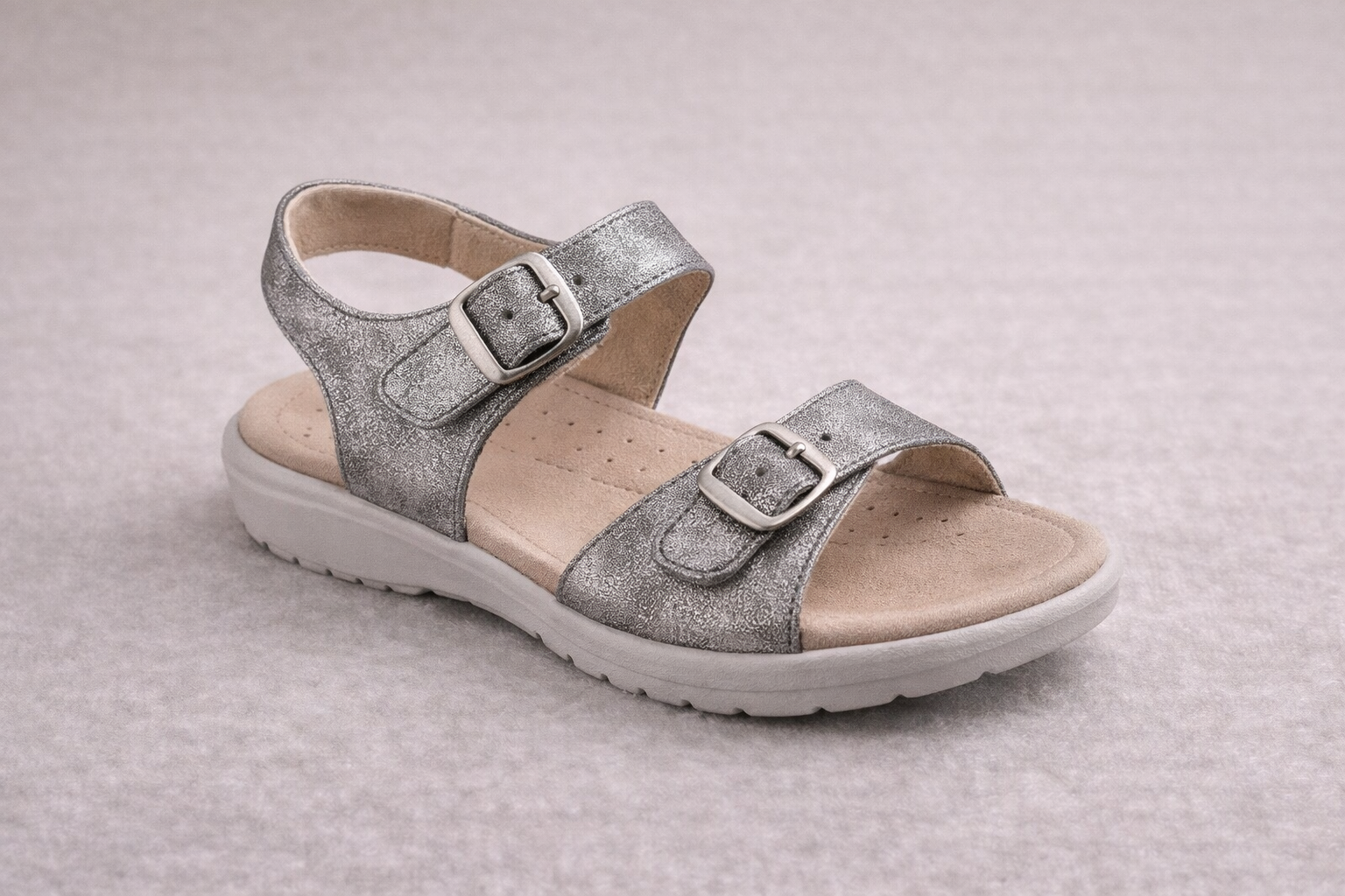 Sandalia niña piel nobuck metalizado