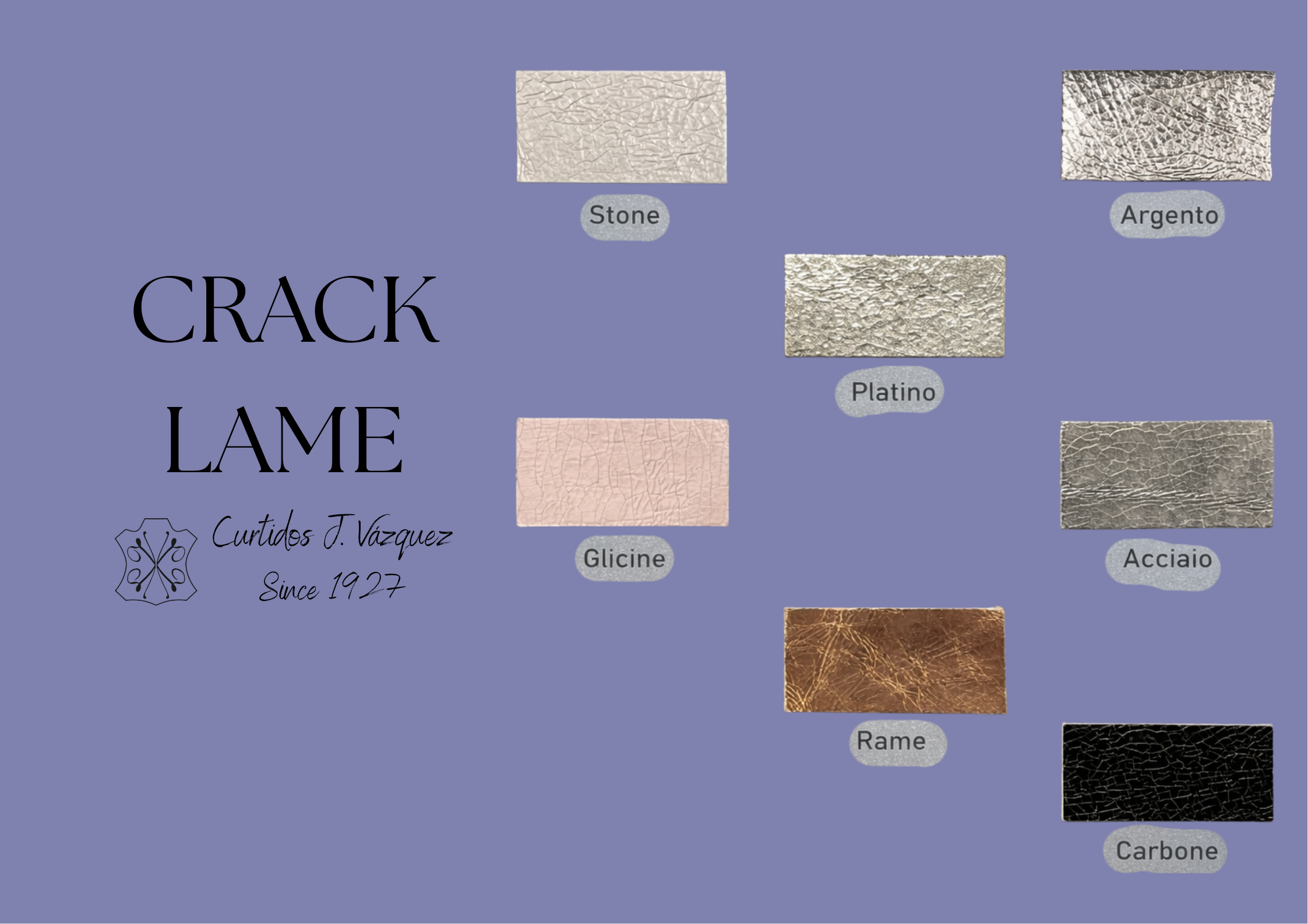 Carta de colores serraje metalizado craquelado