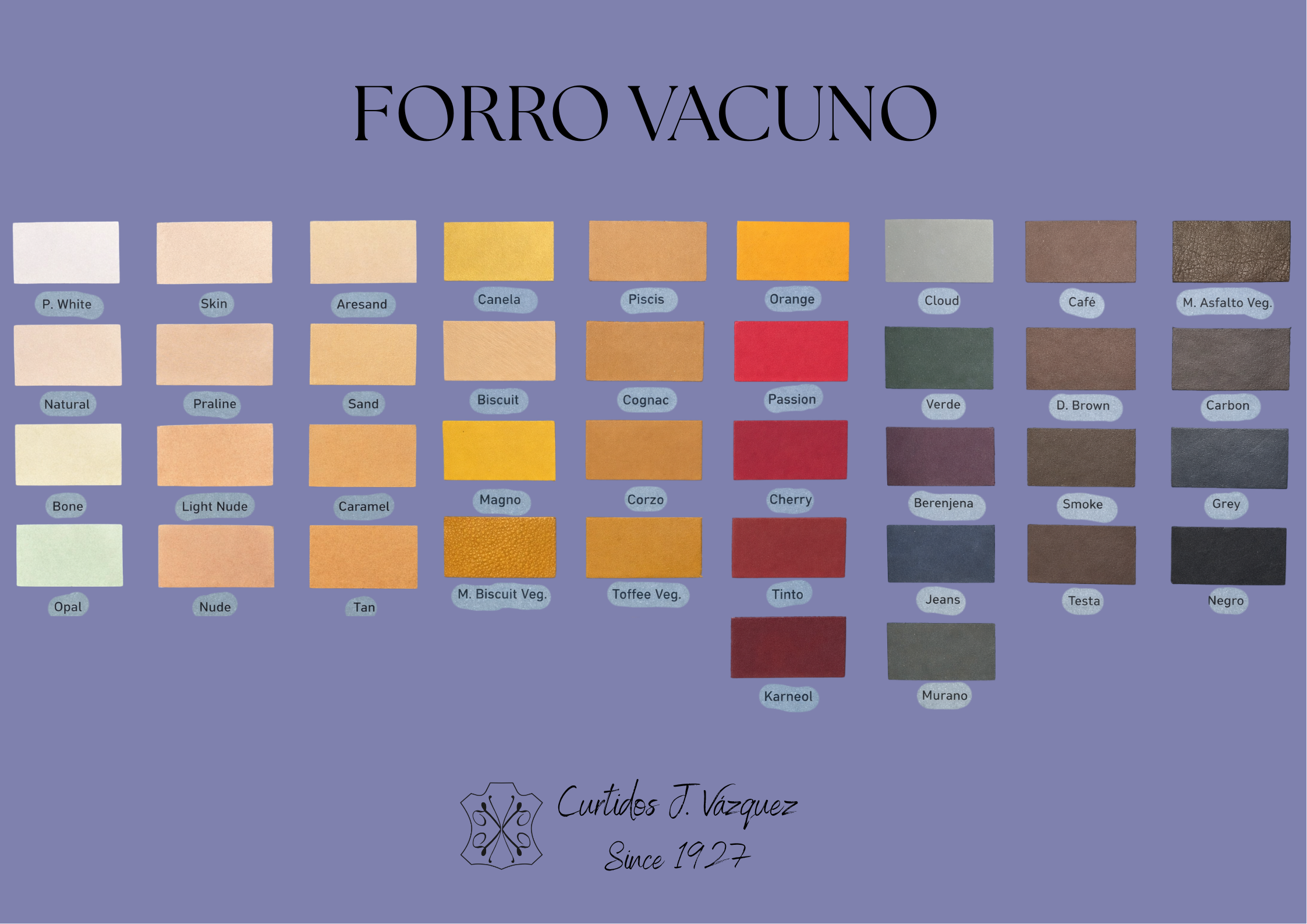 Carta de colores forro vacuno