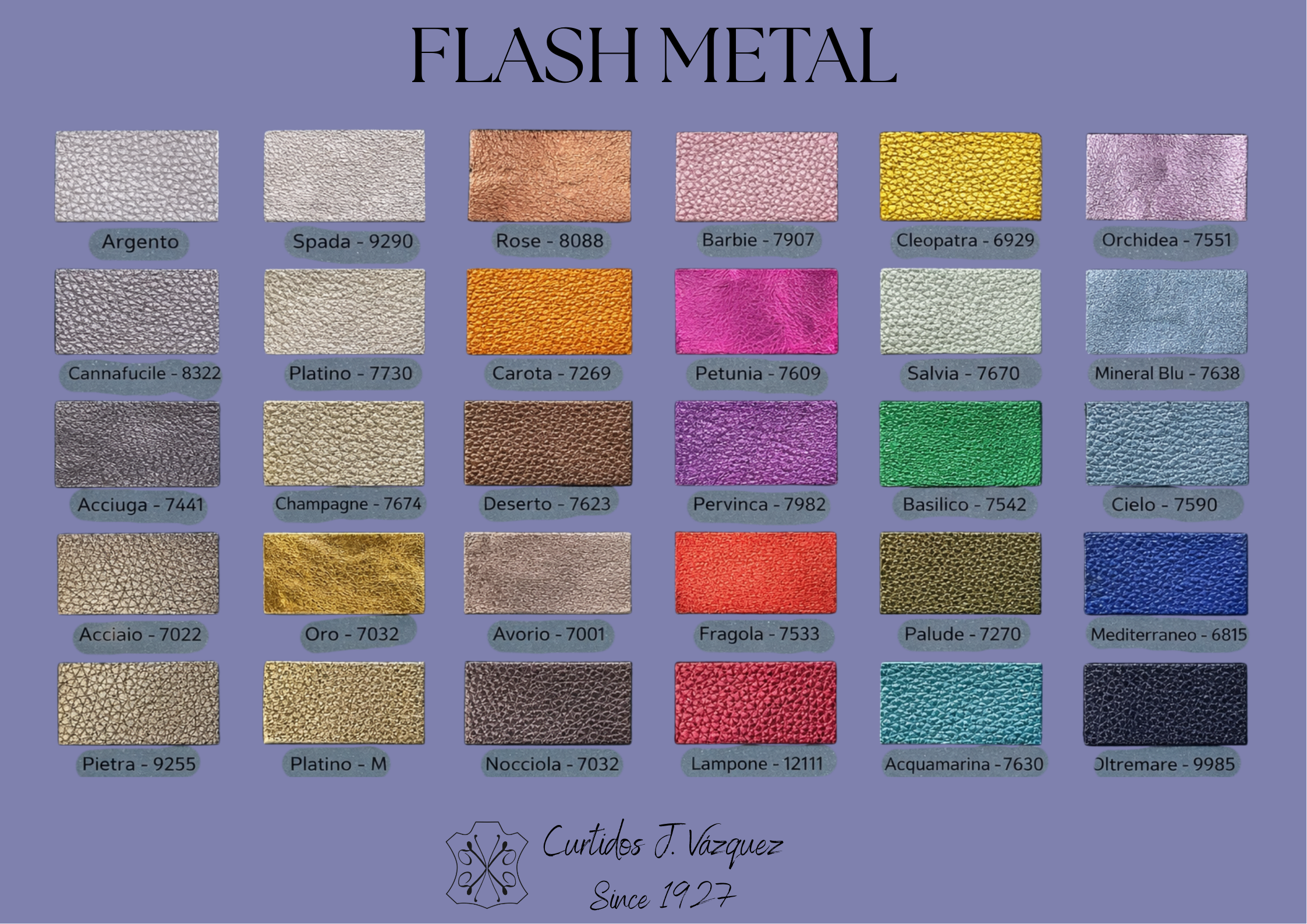 Carta de colores serraje metalizado