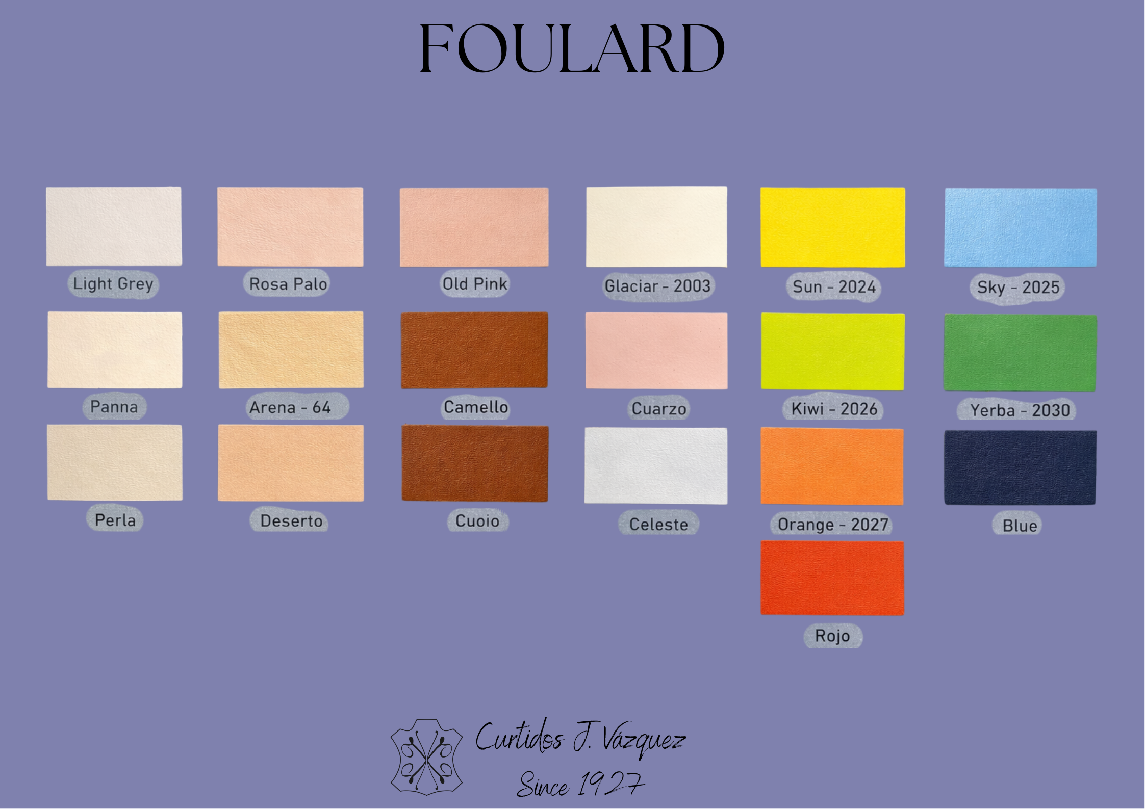 Carta de colores piel napa semibrillo