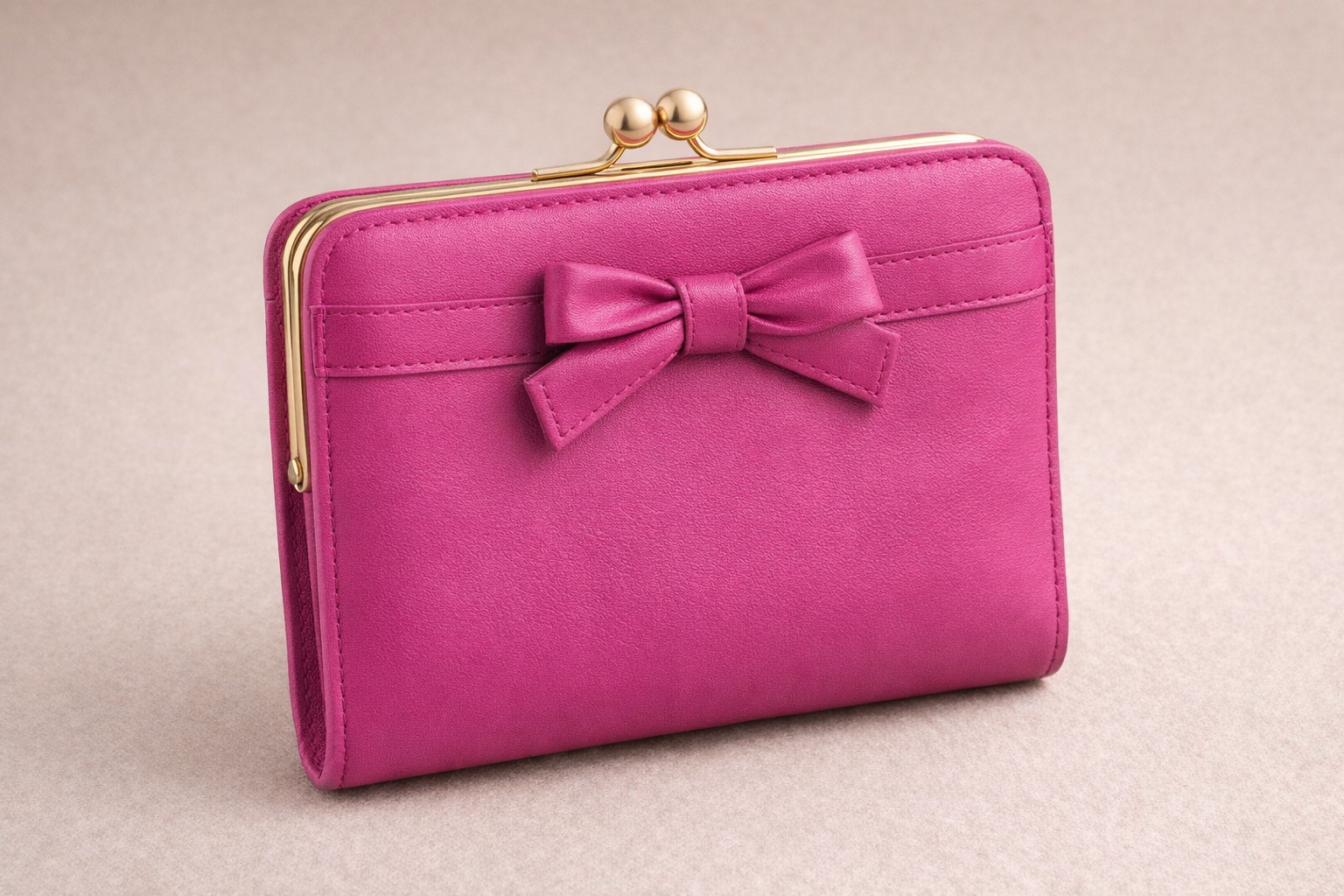 Monedero hecho con napa suave color hortensia