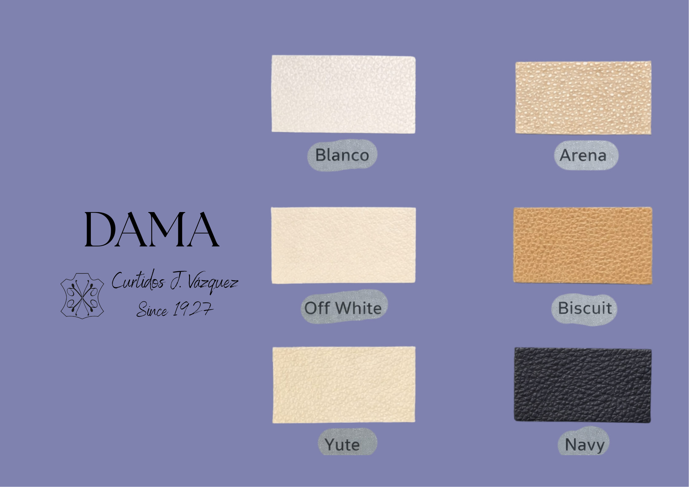 Carta de colores piel napa con grano bombeada